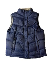 LL Bean Womens 80% Goose Down Puffer Vest Size Small Navy Blue Full Zip - Picture 1 of 13