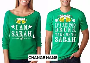 Pareja Personalizada Camisetas de San Patricio Saint Paddy's Patty's Camisetas Verdes Fiesta - Imagen 1 de 2