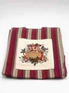 Longaberger Tote Bag Holiday 2005 Holiday Stripe Print Basket Floral Holly - Picture 1 of 12