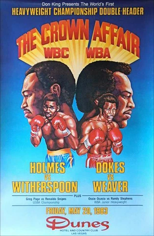 Original Vintage Larry Holmes vs. Tim Witherspoon Boxing Glossy Fight Poster Cover