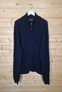 Woolovers Men's Knit XL 100% Lambswool Zip Up Cardigan Blue Heavyweight Pockets - Picture 1 of 16