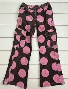 Girls Sz 7-8y MINI BODEN Brown Pink Polka Dot Corduroy Cargo Pants - Picture 1 of 6