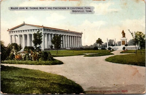 Cartolina d'epoca 1910s Parthemon & John Thomas Monument Centennial Park Nashville TN - Foto 1 di 2