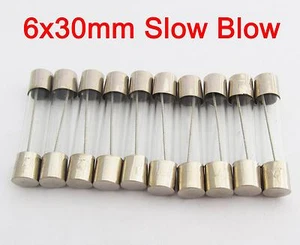 10 Pcs 6x30 Slow Blow Glass Fuse 6mm x 30mm 250V Slow Blow T0.25A-T15A - Picture 1 of 56