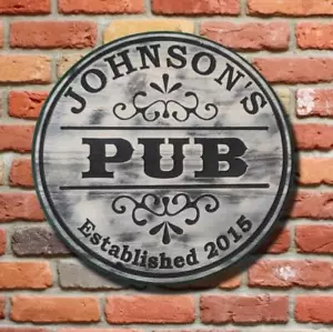 Custom carved Bar sign - Personalized - Pub sign - Round Wood sign- Man cave - Picture 1 of 3