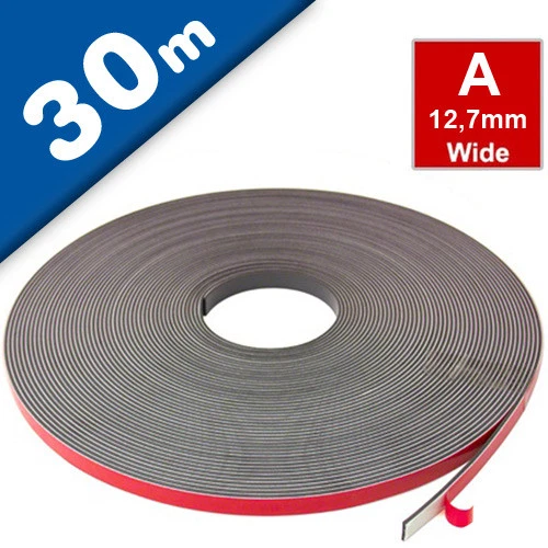 Magnetband Magnetstreifen selbstklebend, Schaumstoff-Kleber 12,7mm x 30m Typ A - Bild 1 von 1