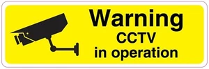 WARNING CCTV IN OPERATION Sign Sticker Vinyl Health and safety 300mm x 100mm - Picture 1 of 1