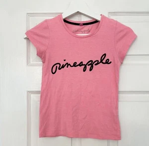 DEBENHAMS PINEAPPLE GIRLS PINK BASIC T-SHIRT AGE 7-8 YEARS - Picture 1 of 3