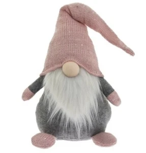 Tope de puerta Gnomo iluminado LED rojo peludo gris tapón de puerta hogar regalo de Navidad - Imagen 1 de 1