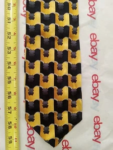 DIMOGGIO HANDGEFERTIGTE KRAWATTE AUS REINER SEIDE SCHWARZ/GELB GEBRAUCHT GEBRAUCHT - Bild 1 von 6
