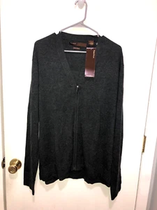 NWT Perry Ellis Principles Mens Large Full Zip Charcoal Acrylic Merino Wool - Picture 1 of 3