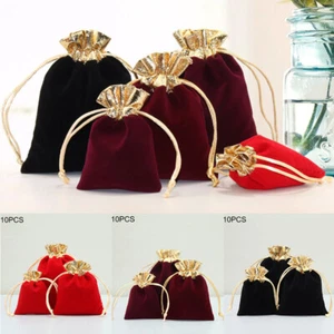 10pcs Soft Velvet Drawstring Gift Bags Wedding Jewellery Party Pouch Bags AU - Picture 1 of 23