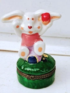 Anillo de baratija vintage pintado a mano conejo con bisagras pintado a mano de cerámica - Imagen 1 de 6