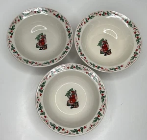 3 Vintage Gibson Suppe Müslischalen 7" Weihnachten Weihnachtsbaum Spielzeug Stechpalme Beerenrand - Bild 1 von 8