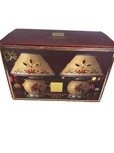 LENOX Winter Greetings Set of 2 Tea Light Lamps With Shades Original Box - Picture 1 of 13