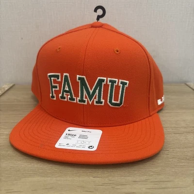 Nike Florida A&M Rattlers FAMU Gorra Gorra SnapBack Lebron Naranja Pro Billete Plano Nuevo con Etiquetas Foto 1 de 4