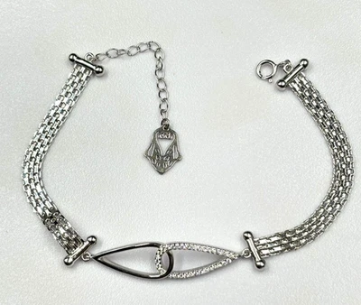 Bracciale da Donna in Argento 925 Nickel Free con luminosissimi ZIRCONI Bianchi - Immagine 1 di 3