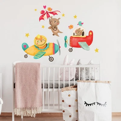 Wall Stickers Bedrooms Children Cloth Repositionable Planes IN Flight - Image 1 of 4