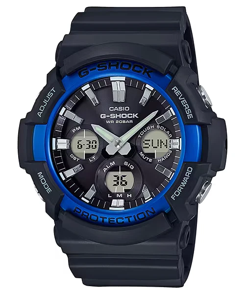 Casio G-shock Tough Solar Blue Accent Black Resin 52mm Watch Gas100b-1a2 1557
