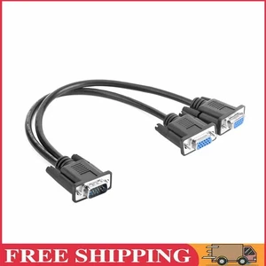 15-pinowa wtyczka VGA na 2 gniazda VGA, kabel rozdzielający Y, kabel adaptera monitora do - Zdjęcie 1 z 10