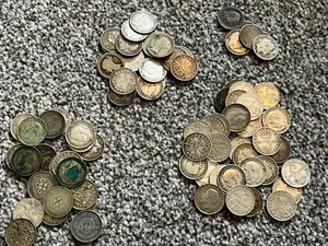Silver Threepence Coin Set 78 George V Edward Victoria Mixed Grades 56 Pre 1920 - Picture 1 of 6