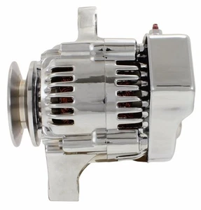 High Quality Chrome Mini Alternator for Street Rod 12 Volt 1 Wire Hookup 70 Amp! - Picture 1 of 5