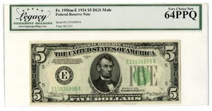 US Federal Reserve Note, $5, Series of 1934, Fr1956m-E, Mule. Legacy VCN 64PPQ - Picture 1 of 2