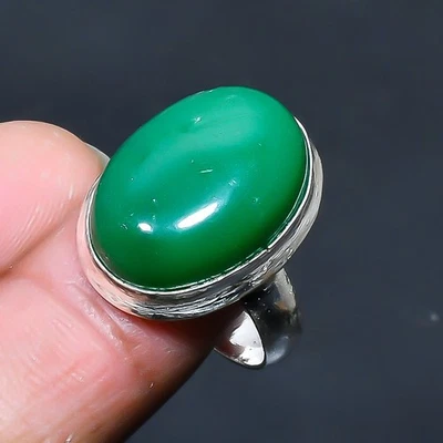 Anillo de joyería de piedras preciosas hecho a mano de ónix verde talla 8 S175 de EE. UU. Foto 1 de 3