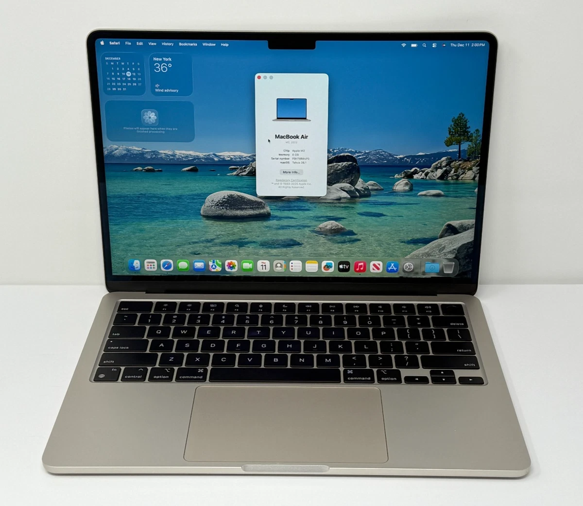 MacBook Air Apple Laptops 256 GB Hard Drive Capacity 8 GB RAM for