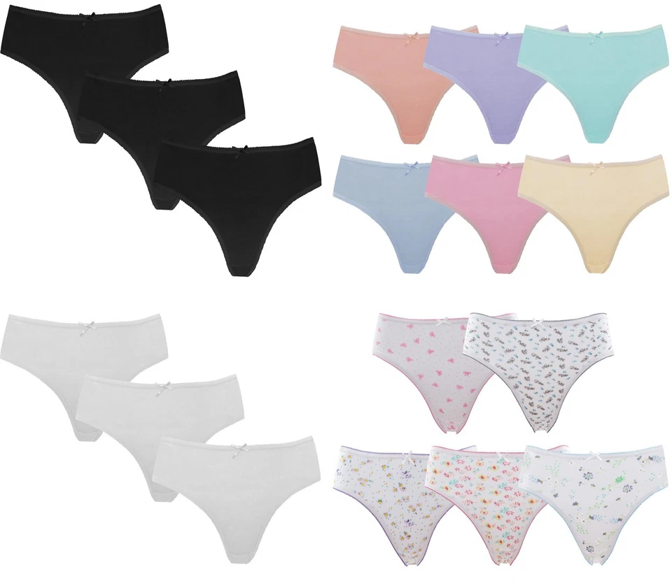 6 Pack Ladies Bikini Briefs Panties Womens Cotton Knickers Underwear Size 10-18 - image 1 of 4