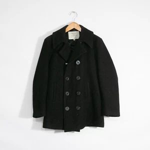 Vintage US Navy Issue Wool Pea Coat Mens 36 - Military Blue Anchor Button USA - Picture 1 of 6