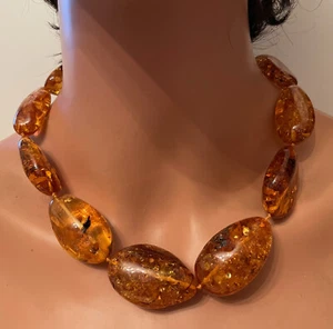 Natur Bernstein Kette mit cognacfarbenen Steinen   - Bild 1 von 7