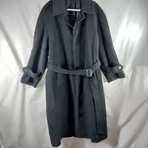 Perry Ellis Portfolio 100% Wool Long Overcoat Mens Size 42 Black Single Breasted - Picture 1 of 12