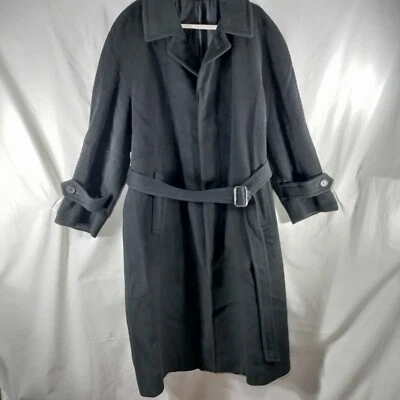 Perry Ellis Portfolio 100% Wool Long Overcoat Mens Size 42 Black Single Breasted - Image 1 of 4