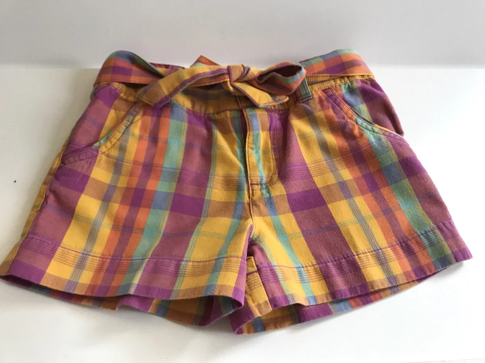 Cherokee Girl's Pink Plaid Cotton Shorts Size S6/6X - Image 1 of 4