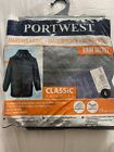 Portwest Classic Rain Jacket Waterproof Work Coat Hooded Zipped Breathable Adult