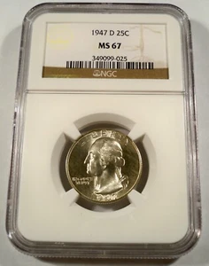 1947-D NGC MS67 WASHINGTON QUARTER 25c MS 67 - Picture 1 of 4