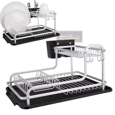 Genuine! D.LINE Aluminium 2-Tier Dish Rack with Draining Board 40 x 29 x 23 cm! - image 1 of 4