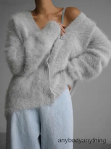V Neck Soft Cardigan Solid Long Sleeve Warm Plush Women Sweater Coat Lady Winter - Picture 1 of 32