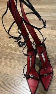 God Save Queens Wild Stripes Black Strappy Knee High Sandal NEW $379 Size 40 - Picture 1 of 7