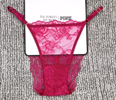 Victoria's Secret Very Sexy NWT XL Pink Rose Lace Adjustable Brazilian Panty - Image 1 of 4