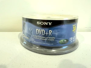 30 Pack, Sony DVD + R : 1x-16x, 120 min 4.7 GB NEW Sealed - Picture 1 of 3