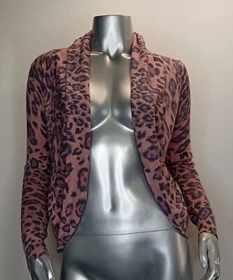 Boston Proper Size XS Cardigan Open Front Leopard print Pink Gray Women's  - Image 1 of 4