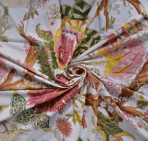 5 Yard Hand Block Print Handmade Cotton Indian Natural Sanganeri Print Fabric. - Picture 1 of 3