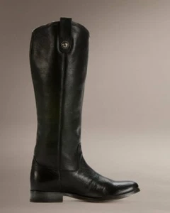 New Frye Melissa Button Cognac Black Leather Women's Riding Boots US 6 B - Picture 1 of 4