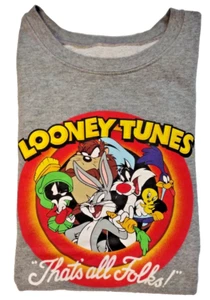 Looney Tunes Women's "That's all Folks" Grey Sweatshirt Size XL - Picture 1 of 4