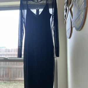 Bar III Black Long Sleeve Dress With Black Rhinestones - Picture 1 of 7