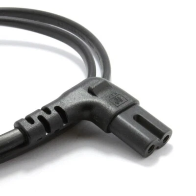 90 DEG RIGHT ANGLE 2 PIN IEC C7 FIGURE 8 TYPE PLUG TO BARE ENDS CABLE REWIREABLE - Image 1 of 3