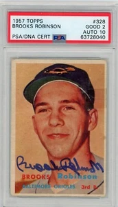 Brooks Robinson 1957 Topps Rookie Card #328 Autograph PSA 2 Auto 10 - Picture 1 of 3