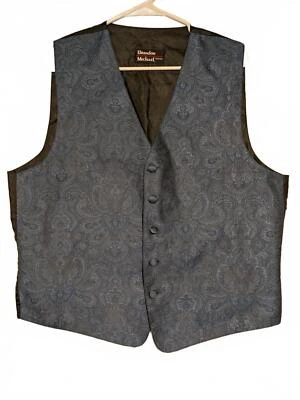  Brandon Michael Paisley Dress Vest Blue Black Button Front Medium USA - Image 1 of 4